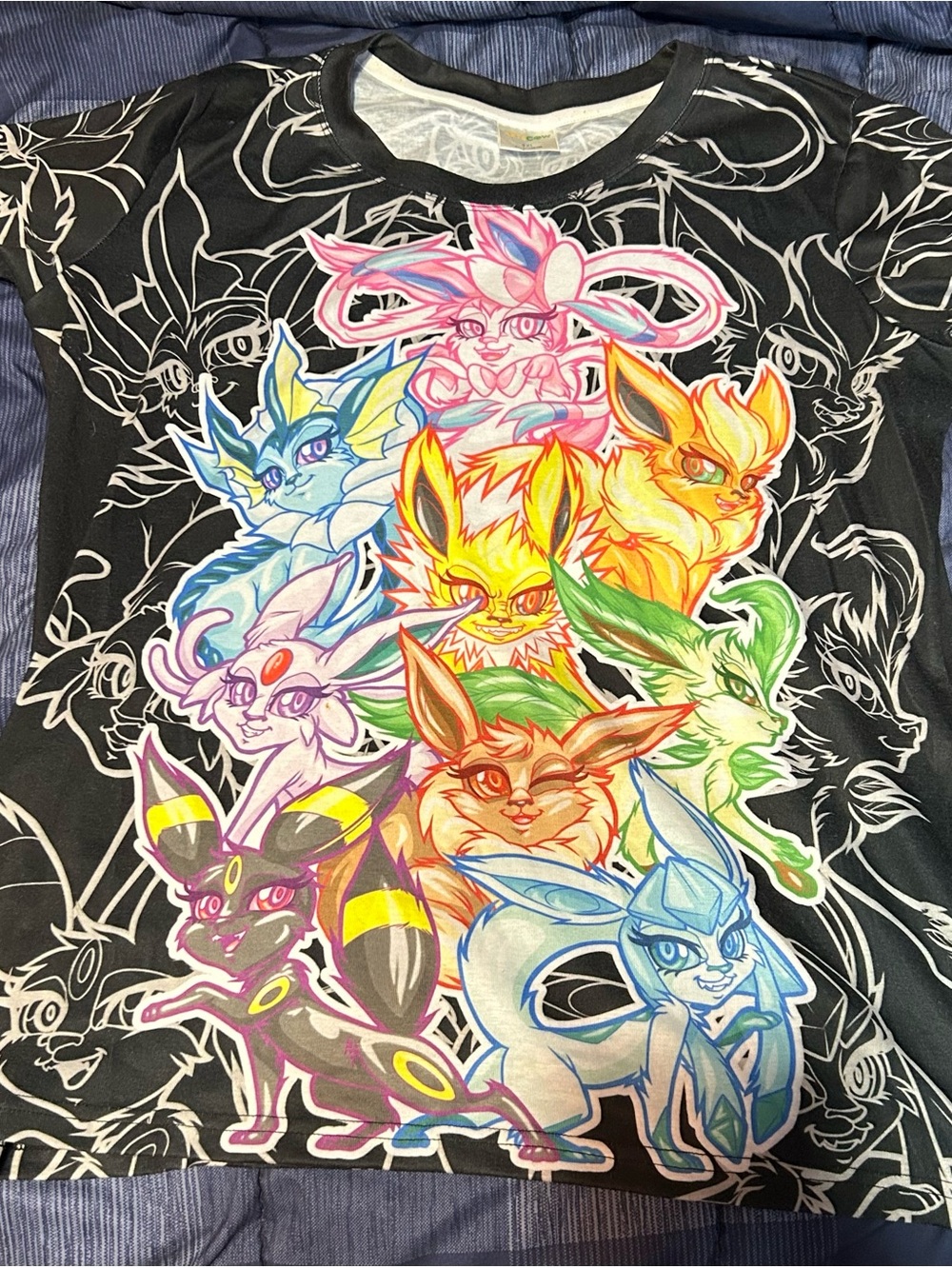 Pokemon - Evolution of Eevee t shirt! AOP! B E A Utiful! One of a kind!